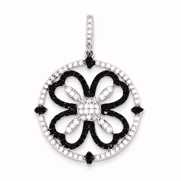 Sterling Silver Black And White CZ Pendant